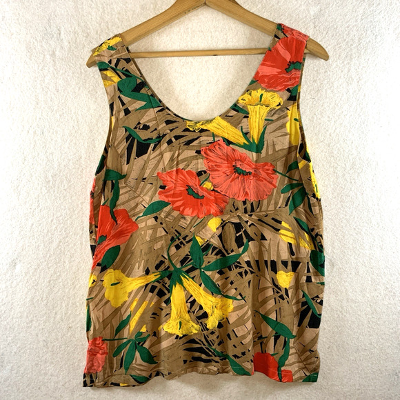 VTG Women 2 pc Set Tank Shorts Sz S Tropical Island Tiki Party Hawaiian Resort‎ - Picture 2 of 16